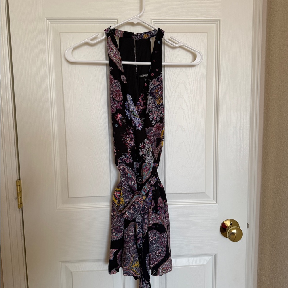 Express Multicolor Paisley Backless Dress